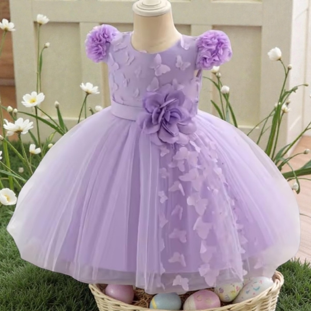 Lavender Floral Tulle Dress